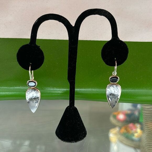New Tree Agate Dangle Earrings - Picture 1 of 9